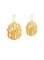3/4 inch 24K Gold Plated Sterling Silver Cutout Personalized Initial French Wire Earrings